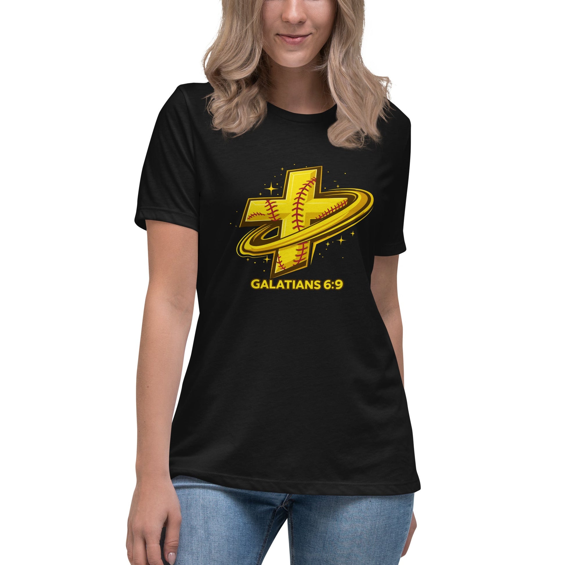 Performance | Women's Relaxed T Shirt | Stingers Softball | Galatians 6:9 Logo