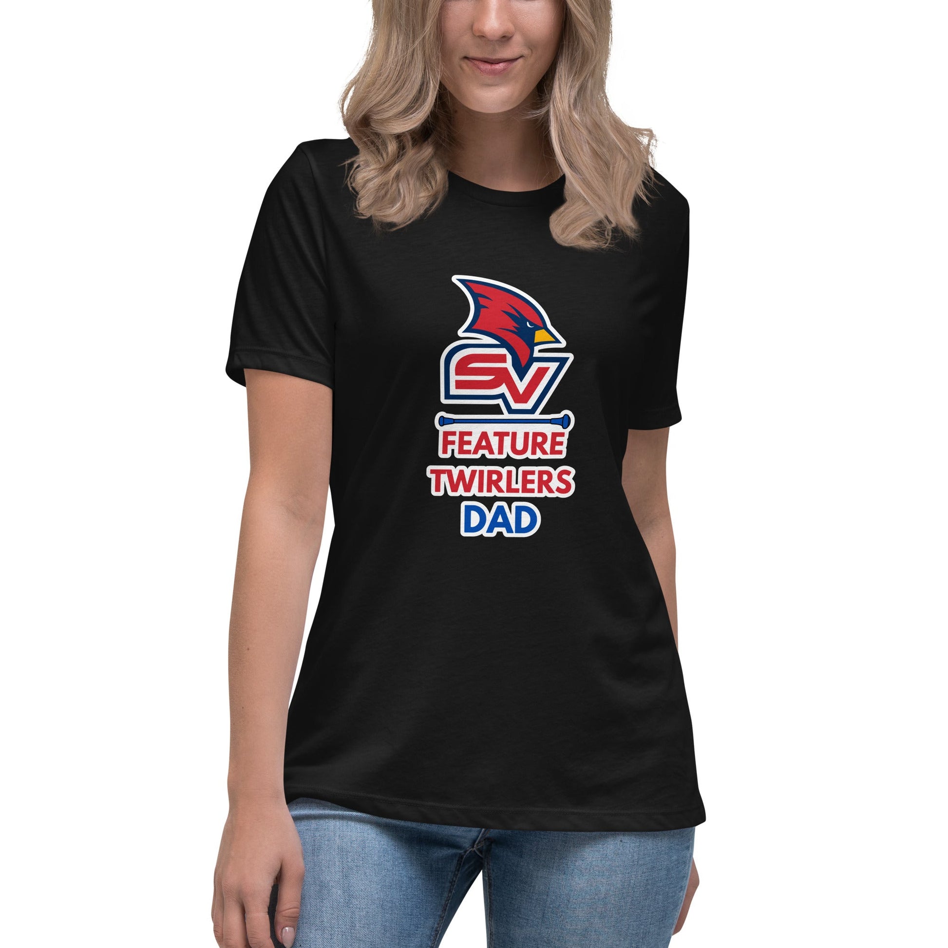 Performance | Women's Relaxed T Shirt | SVSU Feature twirlers | Dad Logo