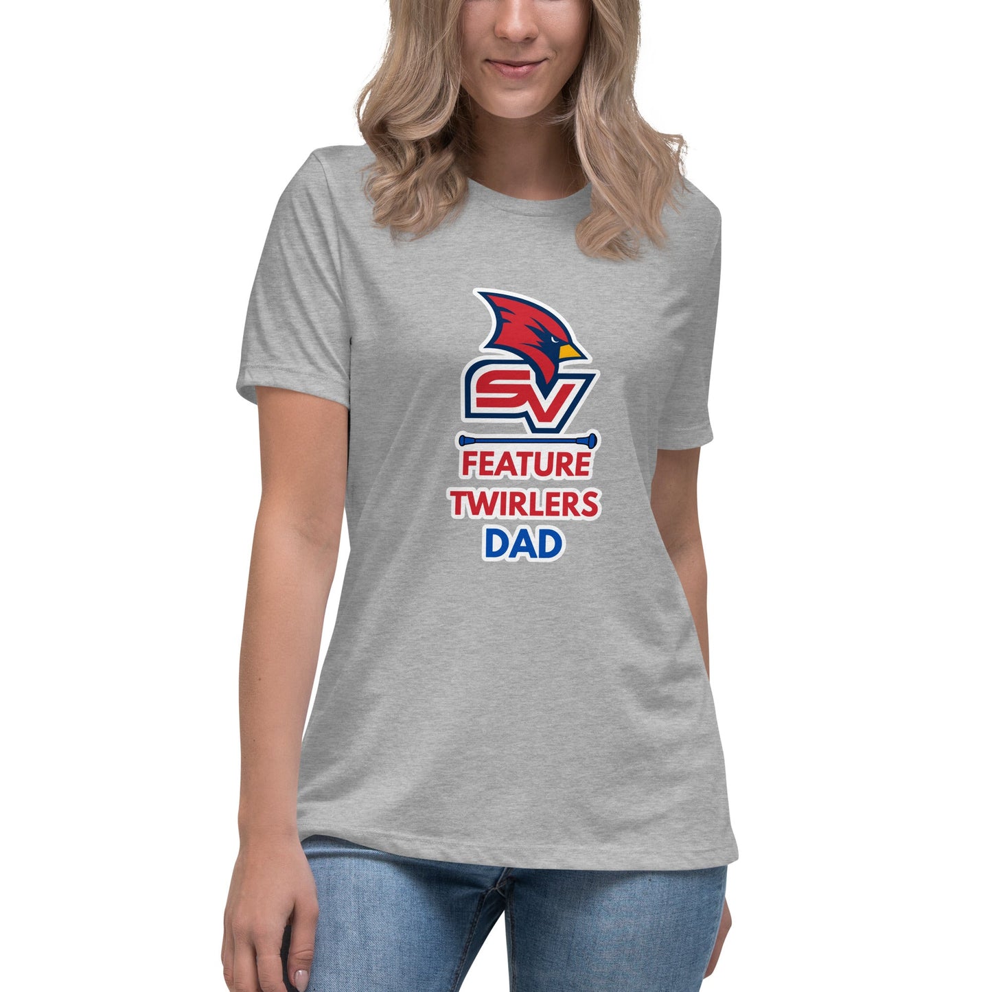 Performance | Women's Relaxed T Shirt | SVSU Feature twirlers | Dad Logo