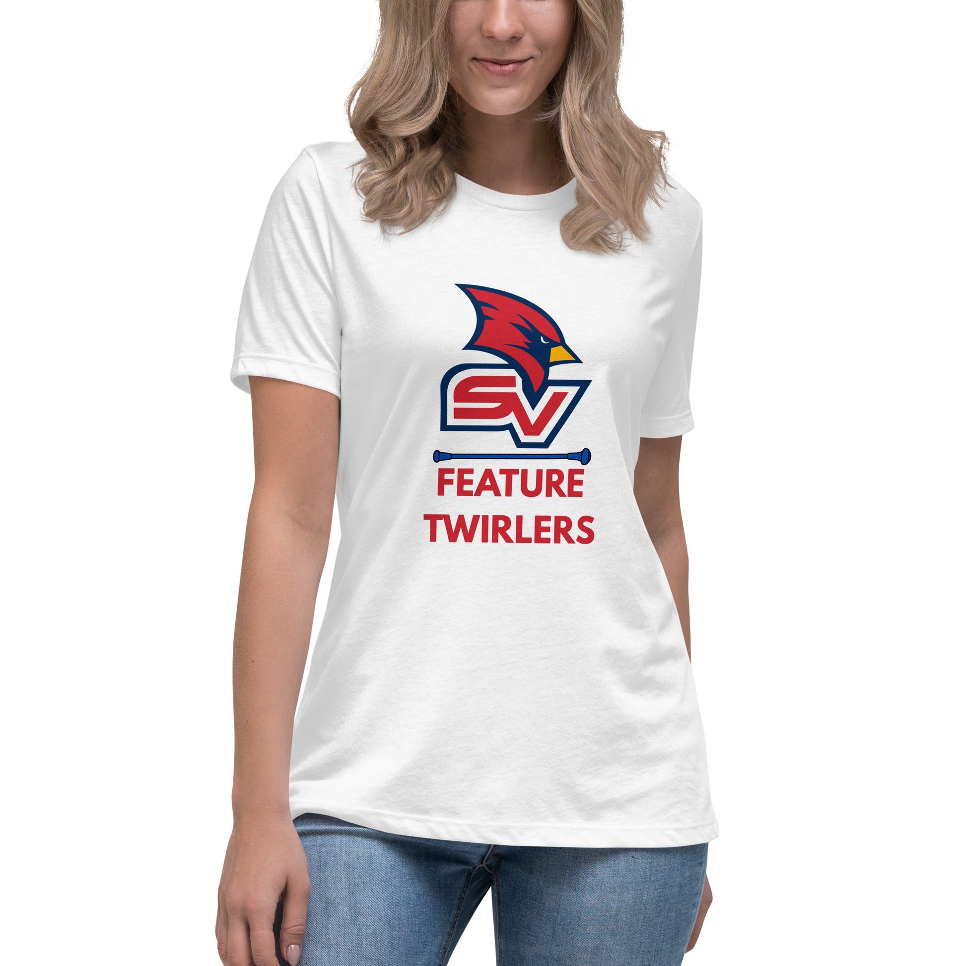 Performance | Women's Relaxed T Shirt | SVSU Feature twirlers | Icon Logo