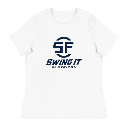 Performance | Women's Relaxed T Shirt | Swing It Fastpitch | Crest Logo