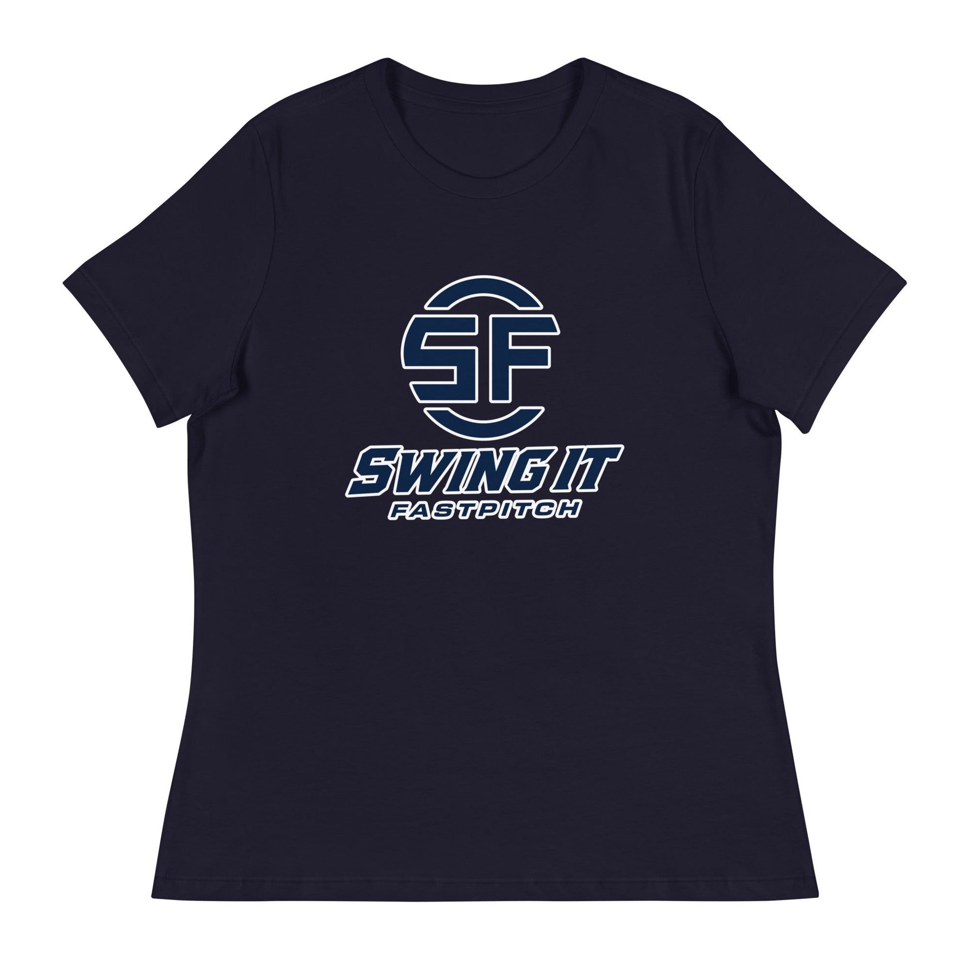 Performance | Women's Relaxed T Shirt | Swing It Fastpitch | Crest Logo