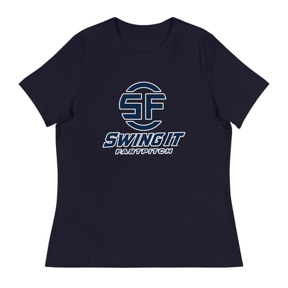 Performance | Women's Relaxed T Shirt | Swing It Fastpitch | Crest Logo