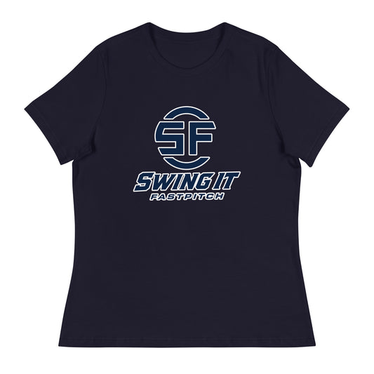 Performance | Women's Relaxed T Shirt | Swing It Fastpitch | Crest Logo