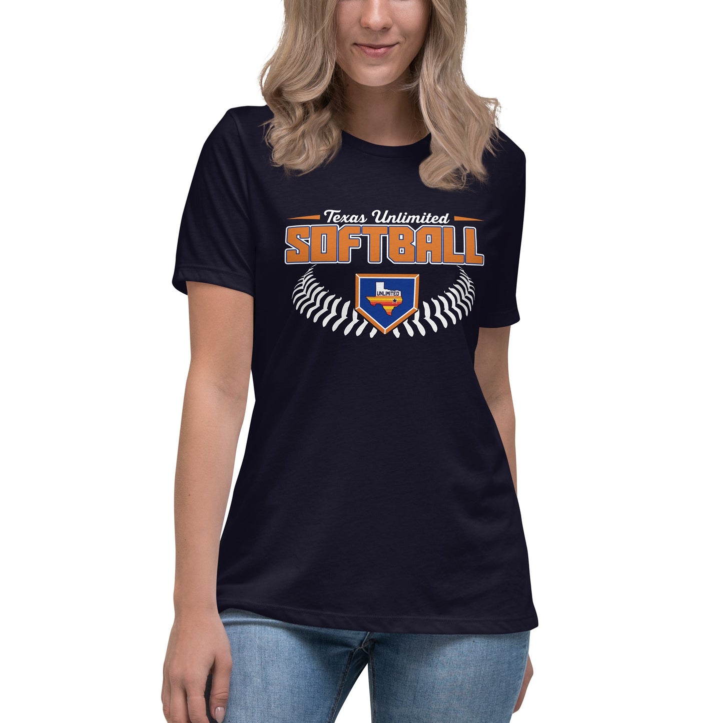 Performance | Women's Relaxed T Shirt | Texas Unlimited | Softball Logo