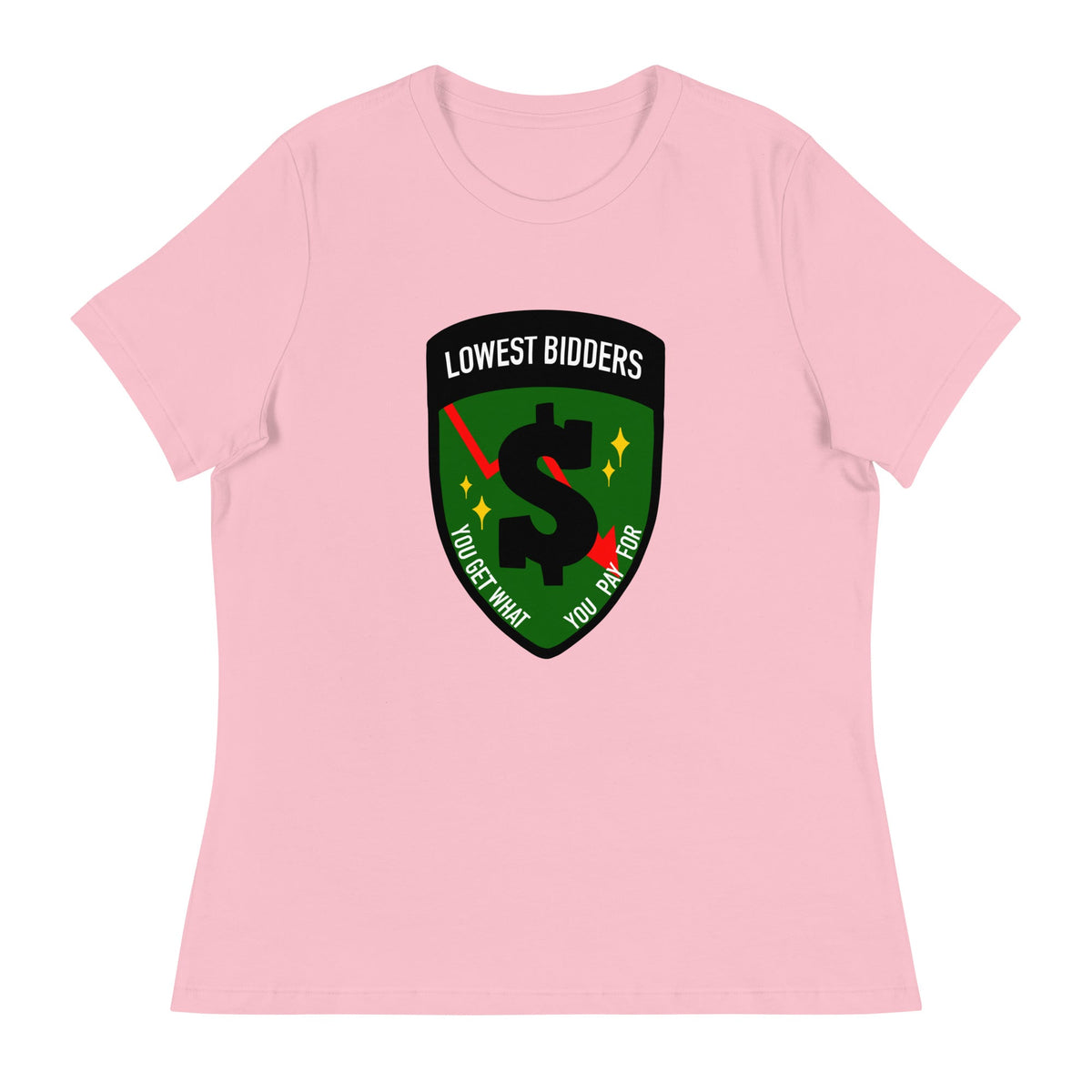 Performance | Women's Relaxed T Shirt | The Lowest Bidders | Emblem Logo