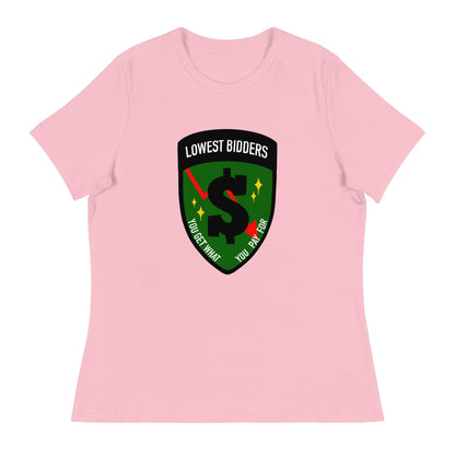 Performance | Women's Relaxed T Shirt | The Lowest Bidders | Emblem Logo