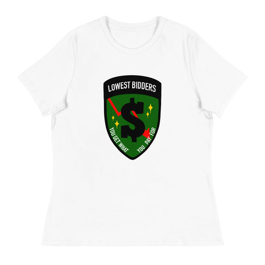 Performance | Women's Relaxed T Shirt | The Lowest Bidders | Emblem Logo