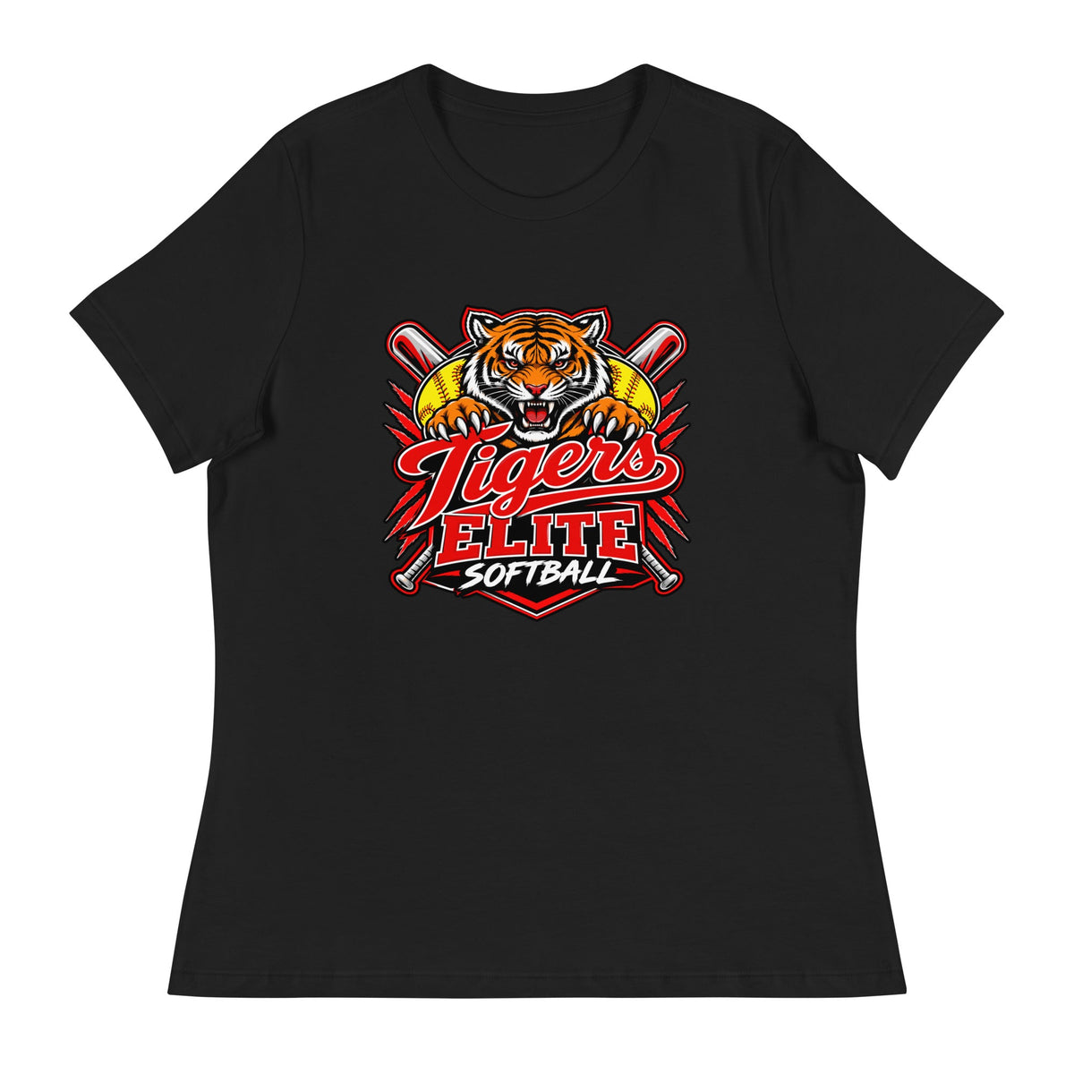 Performance | Women's Relaxed T Shirt | Tigers Elite Softball | Emblem Logo