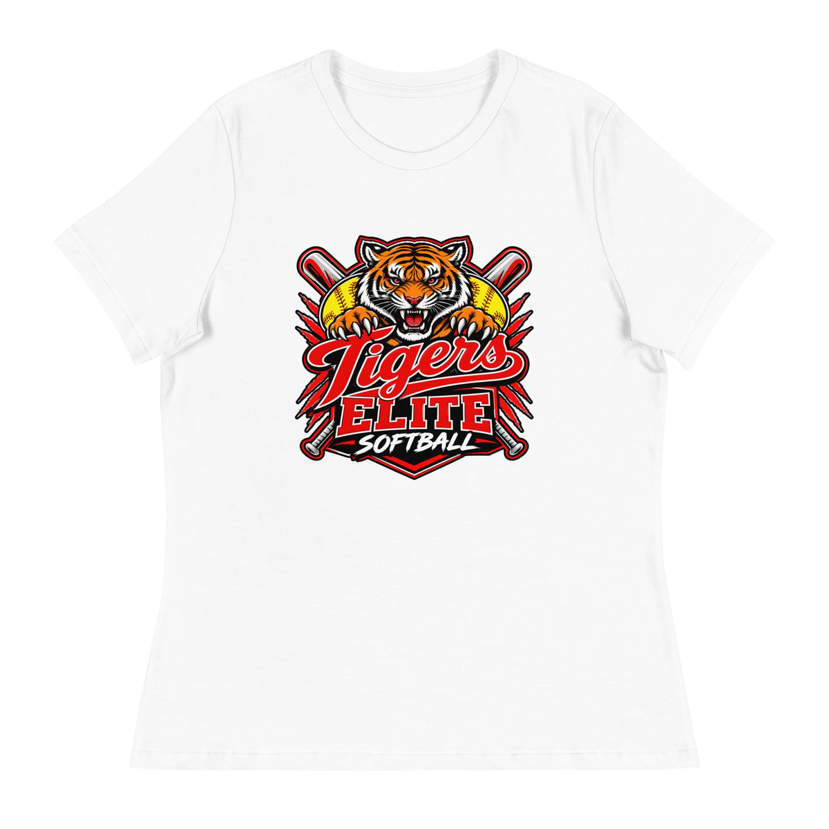 Performance | Women's Relaxed T Shirt | Tigers Elite Softball | Emblem Logo