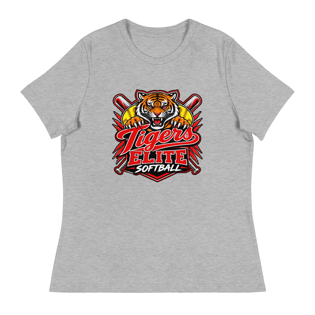 Performance | Women's Relaxed T Shirt | Tigers Elite Softball | Emblem Logo