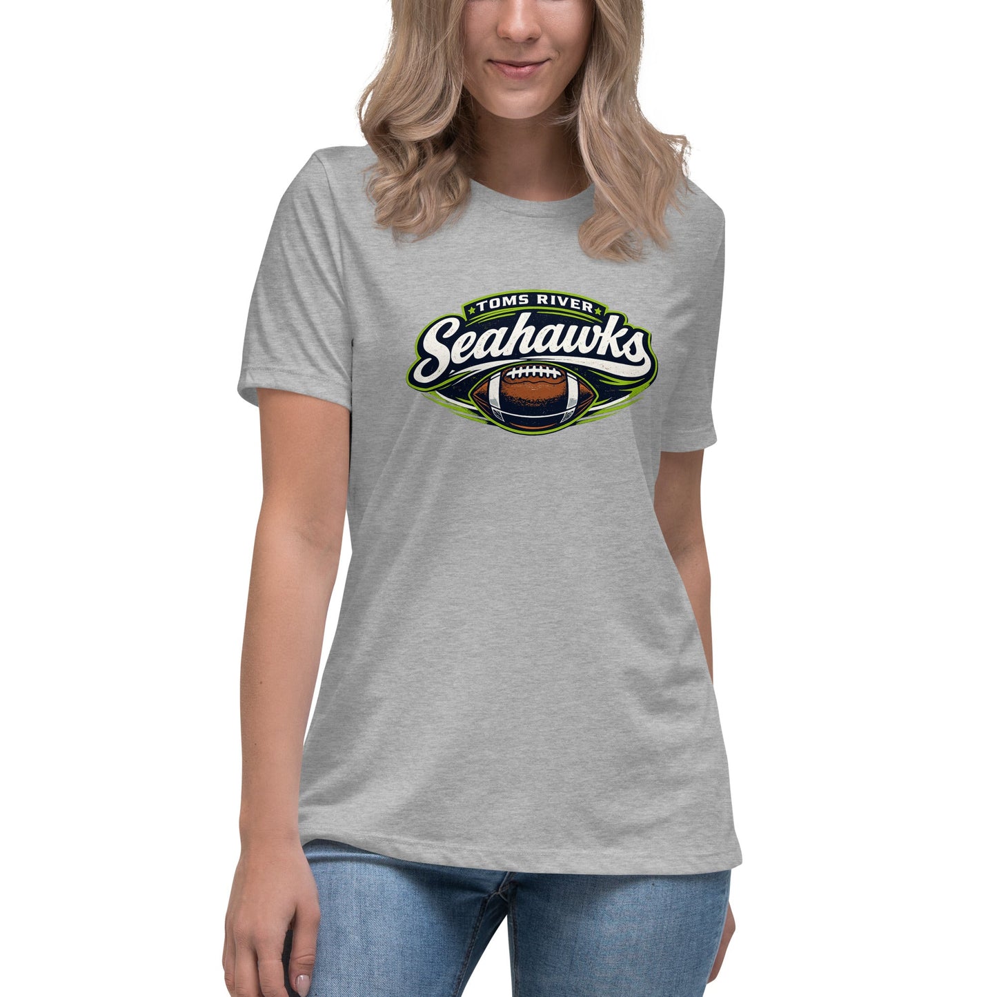 Performance | Women's Relaxed T Shirt | Toms River Seahawks | Football Emblem Logo