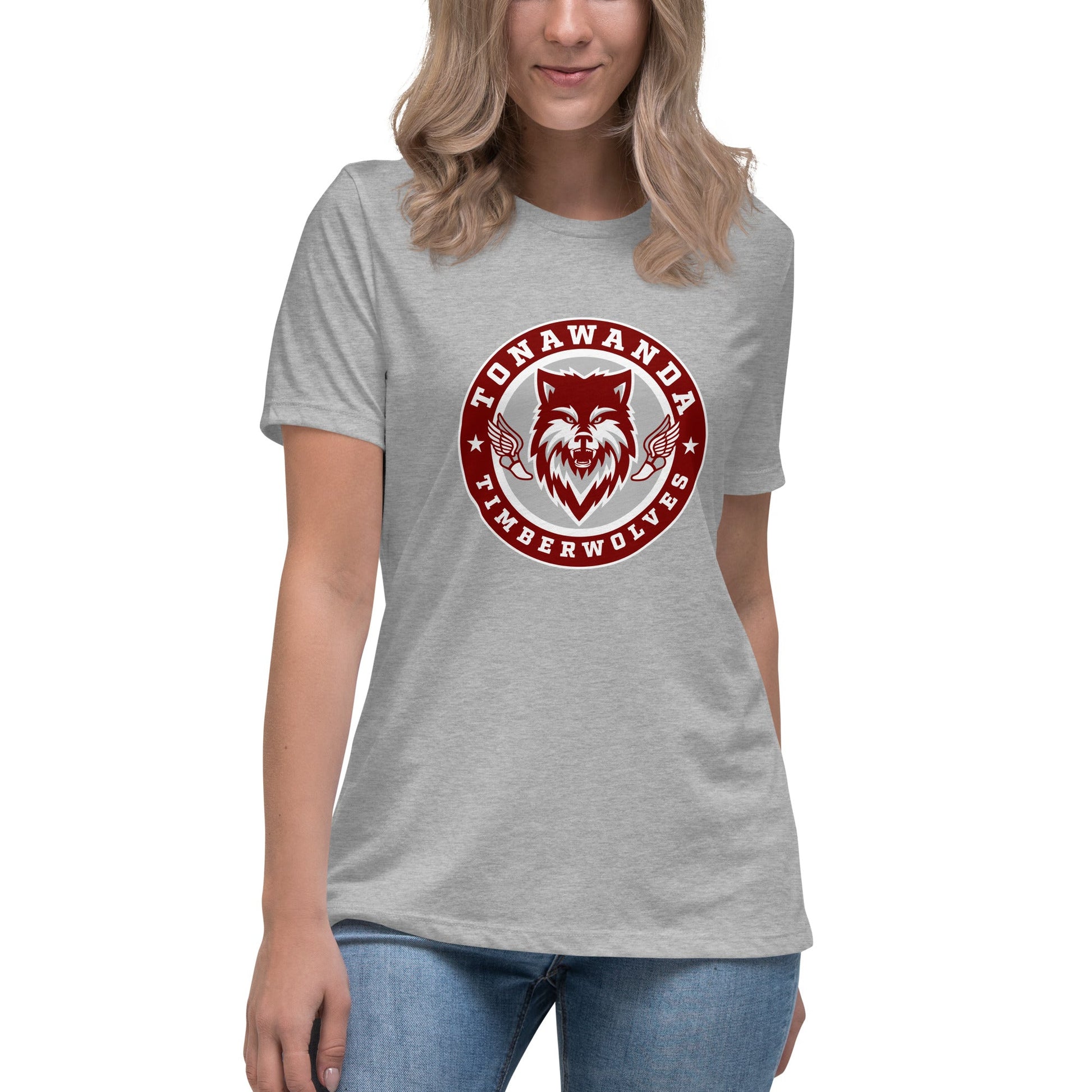 Performance | Women's Relaxed T Shirt | Tonawanda High School Track and Field | Mascot Badge Logo