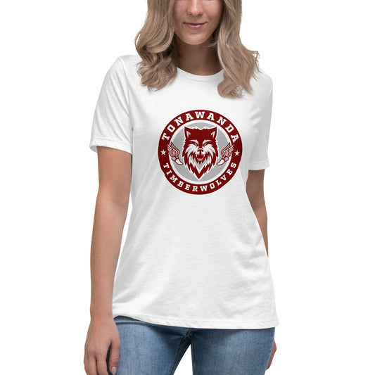 Performance | Women's Relaxed T Shirt | Tonawanda High School Track and Field | Mascot Badge Logo