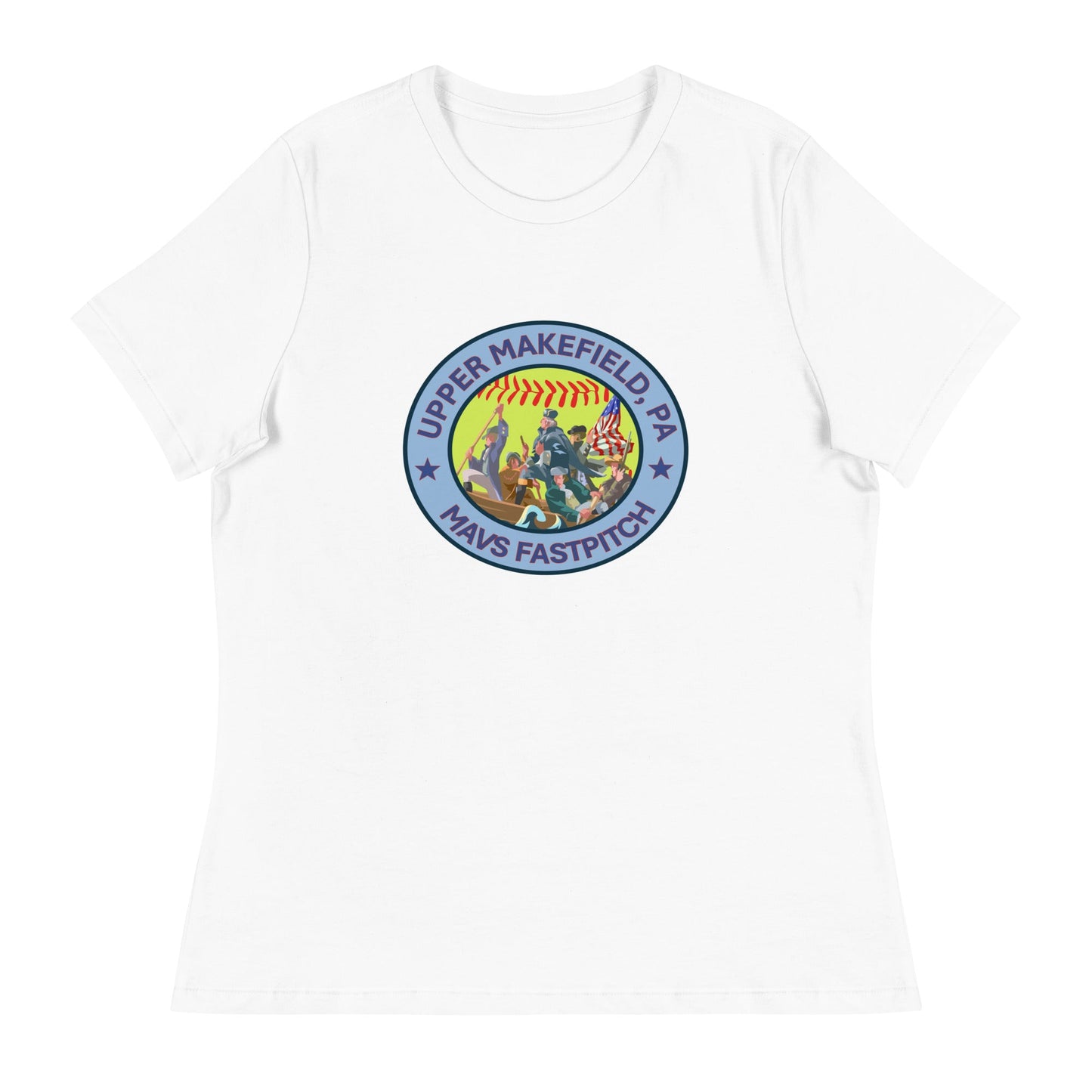 Performance | Women's Relaxed T Shirt | Upper Makefield Mavs Fastpitch | Crossing Badge Logo