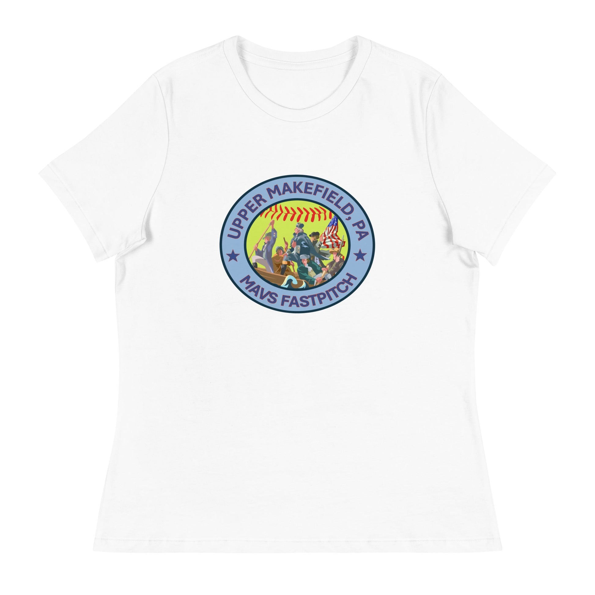 Performance | Women's Relaxed T Shirt | Upper Makefield Mavs Fastpitch | Crossing Badge Logo