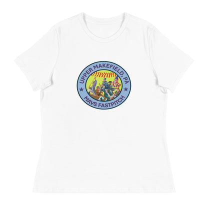 Performance | Women's Relaxed T Shirt | Upper Makefield Mavs Fastpitch | Crossing Badge Logo