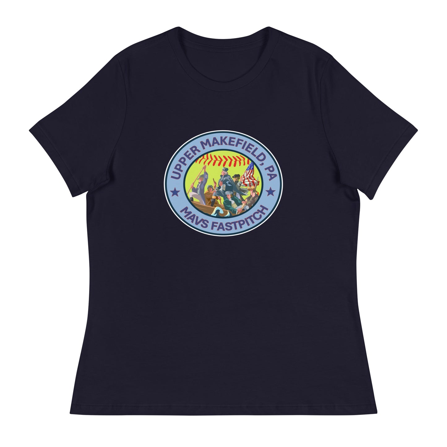 Performance | Women's Relaxed T Shirt | Upper Makefield Mavs Fastpitch | Crossing Badge Logo