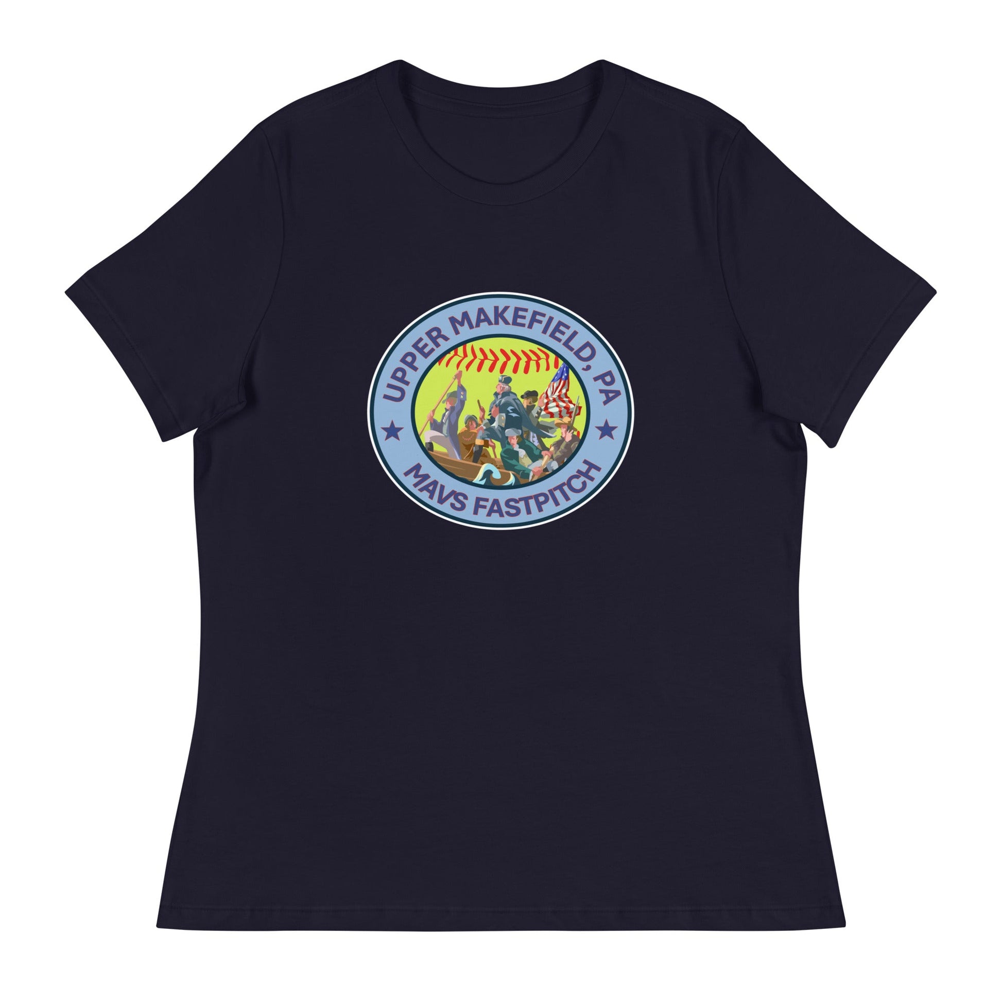Performance | Women's Relaxed T Shirt | Upper Makefield Mavs Fastpitch | Crossing Badge Logo