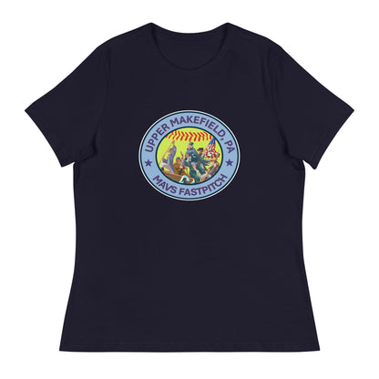 Performance | Women's Relaxed T Shirt | Upper Makefield Mavs Fastpitch | Crossing Badge Logo