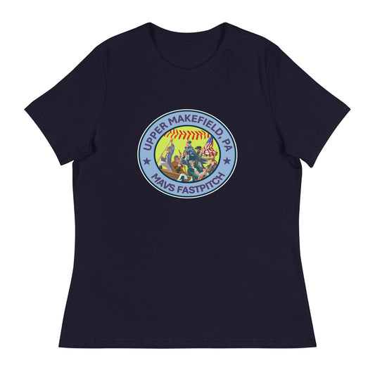 Performance | Women's Relaxed T Shirt | Upper Makefield Mavs Fastpitch | Crossing Badge Logo