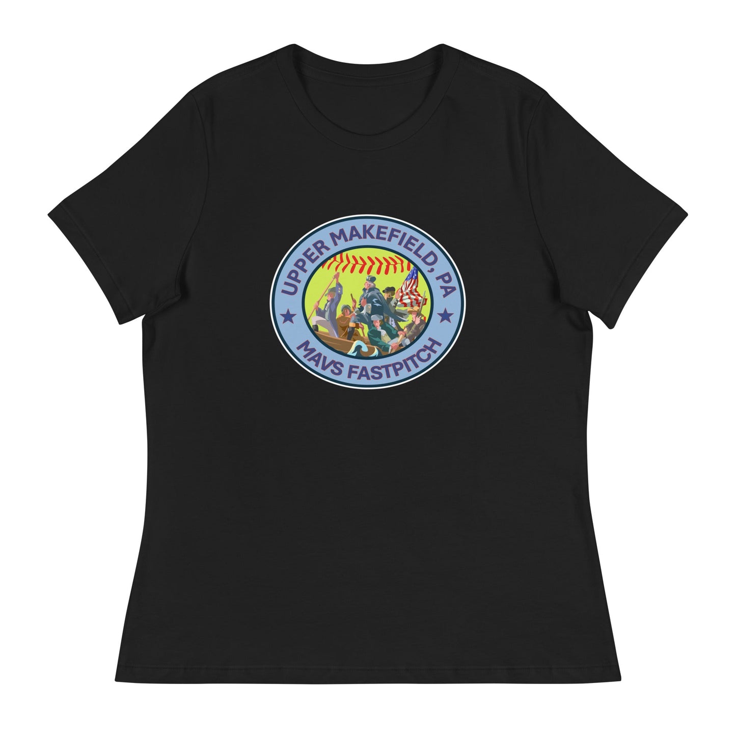 Performance | Women's Relaxed T Shirt | Upper Makefield Mavs Fastpitch | Crossing Badge Logo