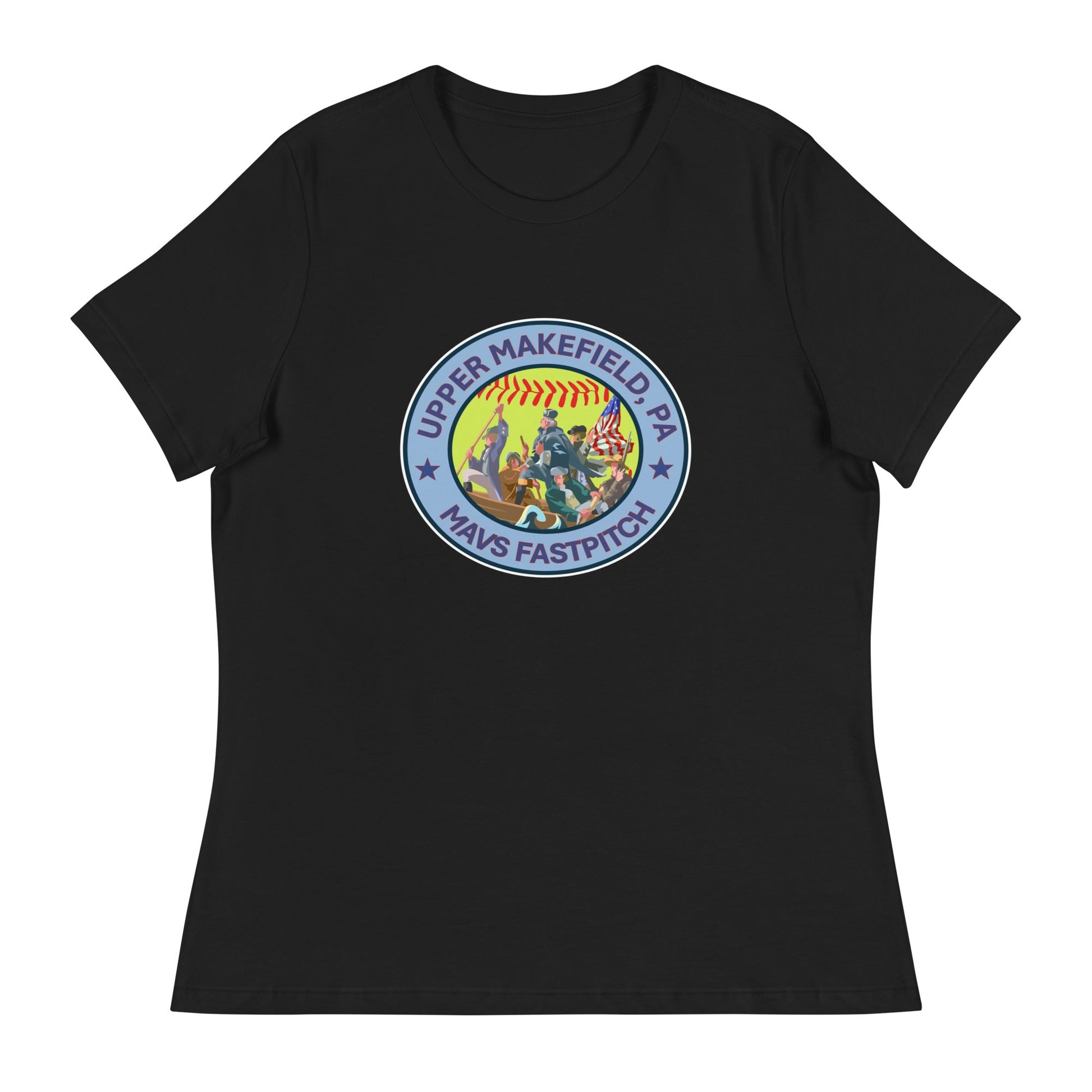 Performance | Women's Relaxed T Shirt | Upper Makefield Mavs Fastpitch | Crossing Badge Logo