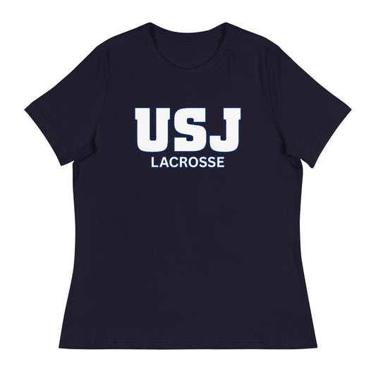 Performance | Women's Relaxed T Shirt | USJ women’s lacrosse | Modern Script Logo