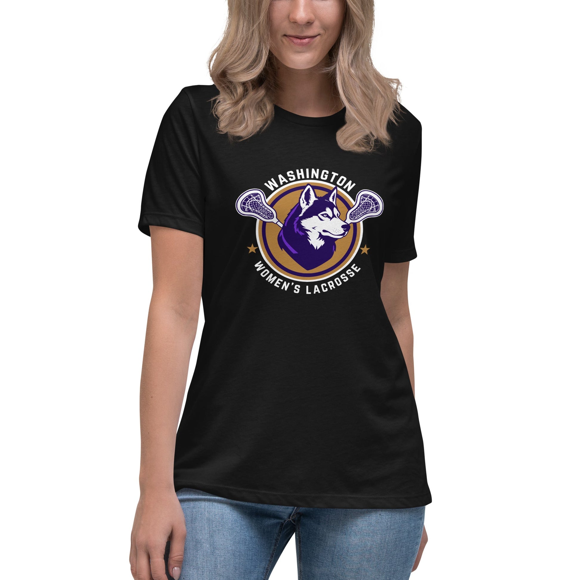 Performance | Women's Relaxed T Shirt | UW Women's Club Lacrosse | Badge Logo