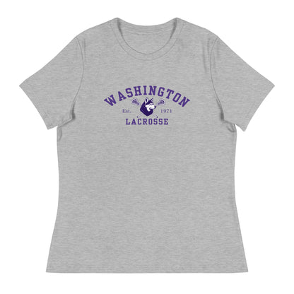 Performance | Women's Relaxed T Shirt | UW Women's Club Lacrosse | Washington Lacrosse Logo