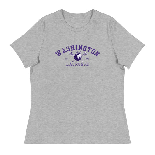 Performance | Women's Relaxed T Shirt | UW Women's Club Lacrosse | Washington Lacrosse Logo