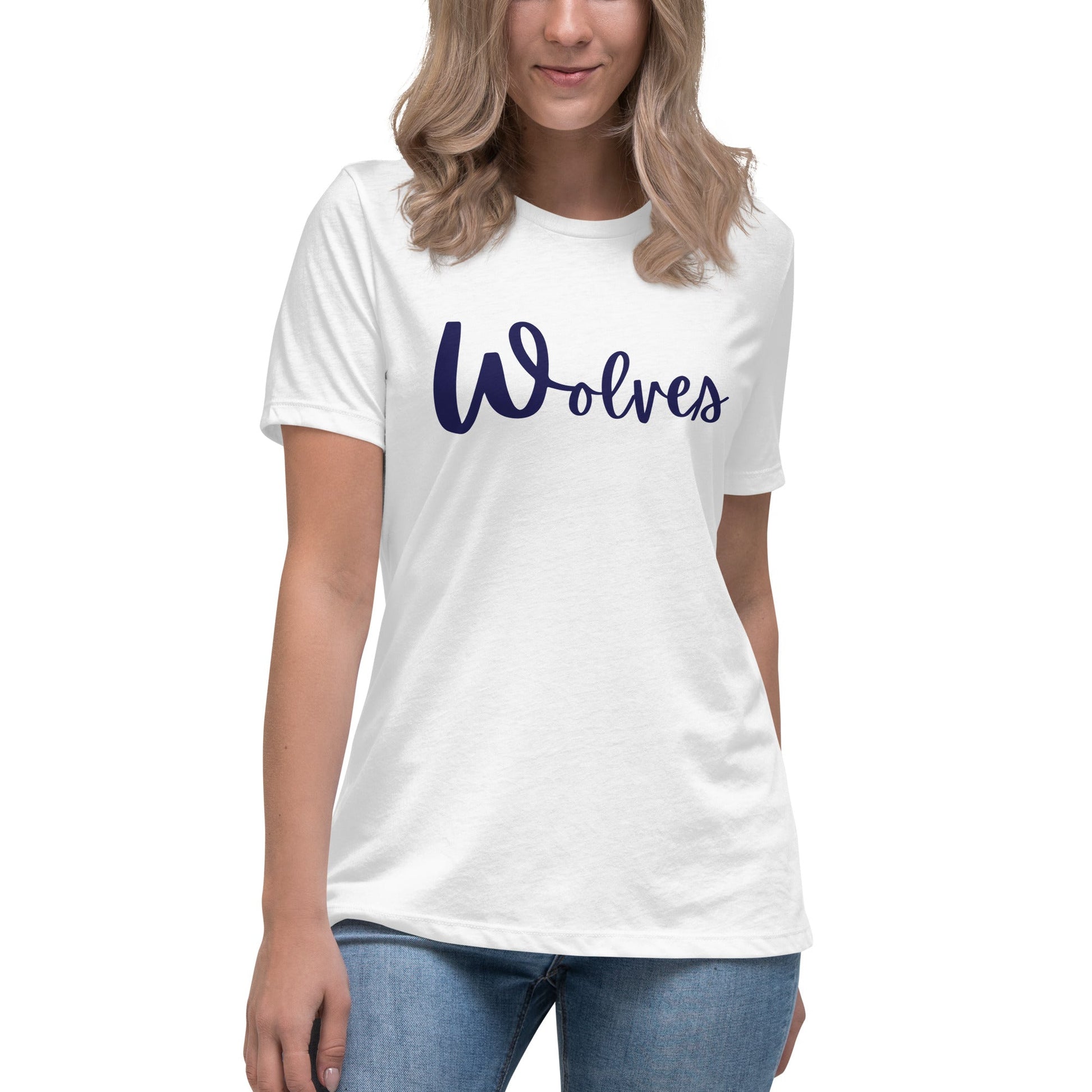 Performance | Women's Relaxed T Shirt | White Mountain School | Script Logo