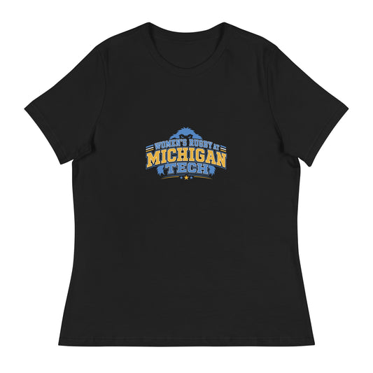 Performance | Women's Relaxed T Shirt | Women’s Rugby at Michigan Tech | Varsity Crest Logo