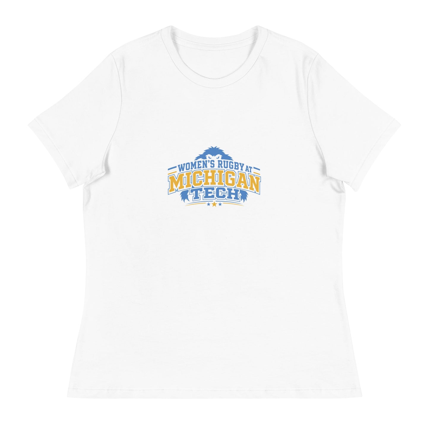 Performance | Women's Relaxed T Shirt | Women’s Rugby at Michigan Tech | Varsity Crest Logo