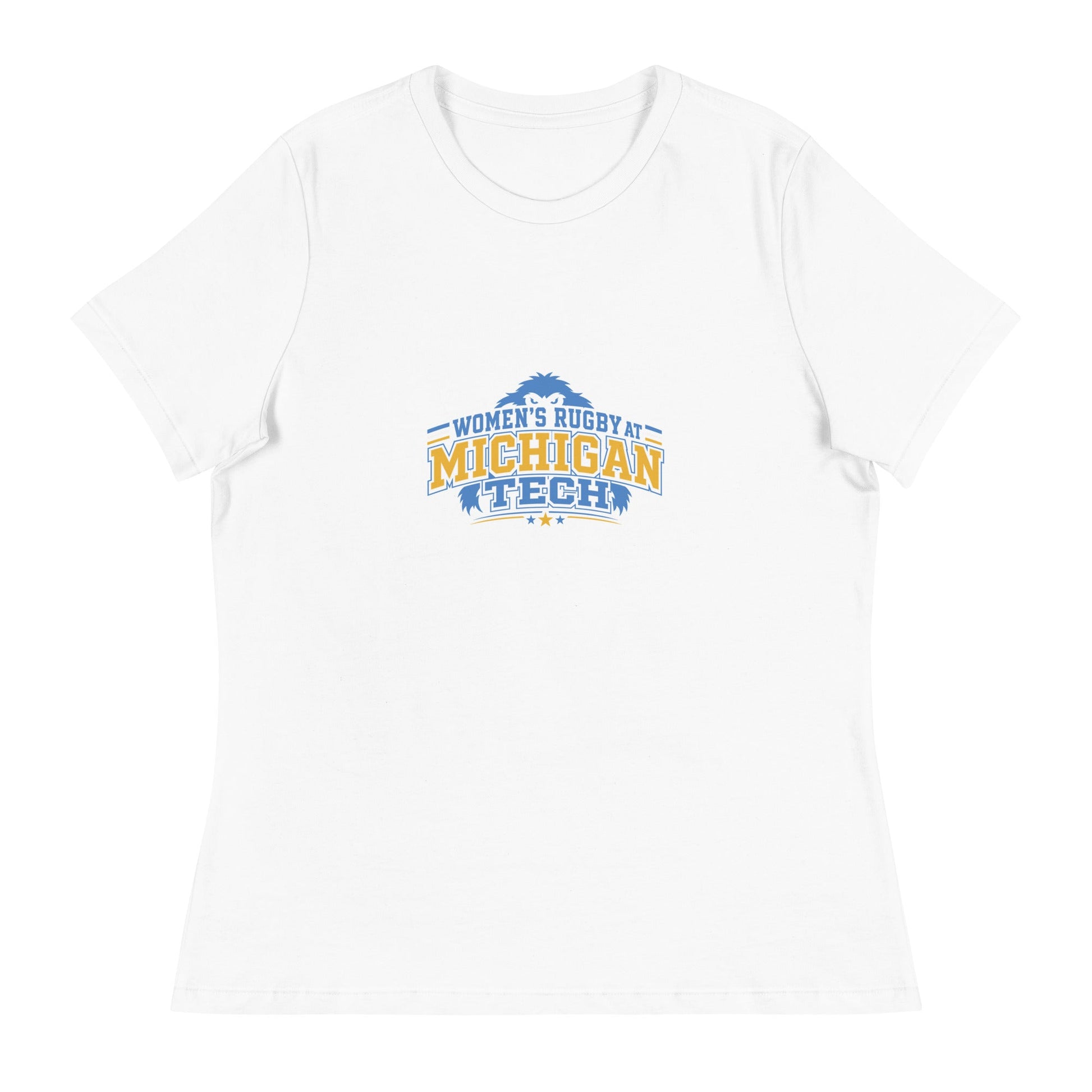 Performance | Women's Relaxed T Shirt | Women’s Rugby at Michigan Tech | Varsity Crest Logo