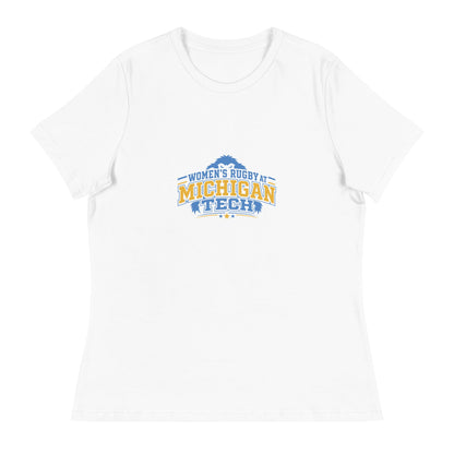 Performance | Women's Relaxed T Shirt | Women’s Rugby at Michigan Tech | Varsity Crest Logo