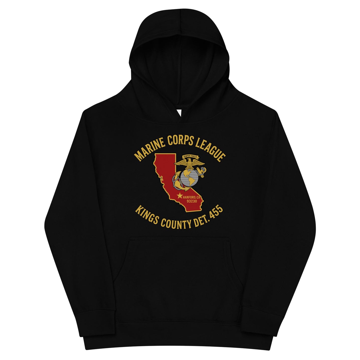 Performance | Youth Hoodie | Marine Corps League kings County Det 455 | Crest Logo