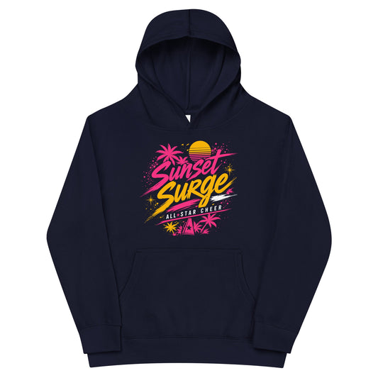 Performance | Youth Hoodie | Sunset Surge All-Star Cheerleading | Neon Palm Cheer Logo