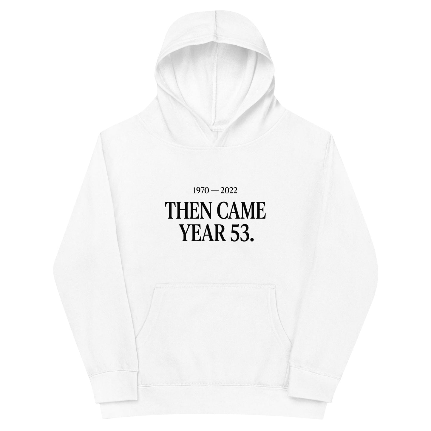 Performance | Youth Hoodie | Then Came Year 53 | Black Text Logo