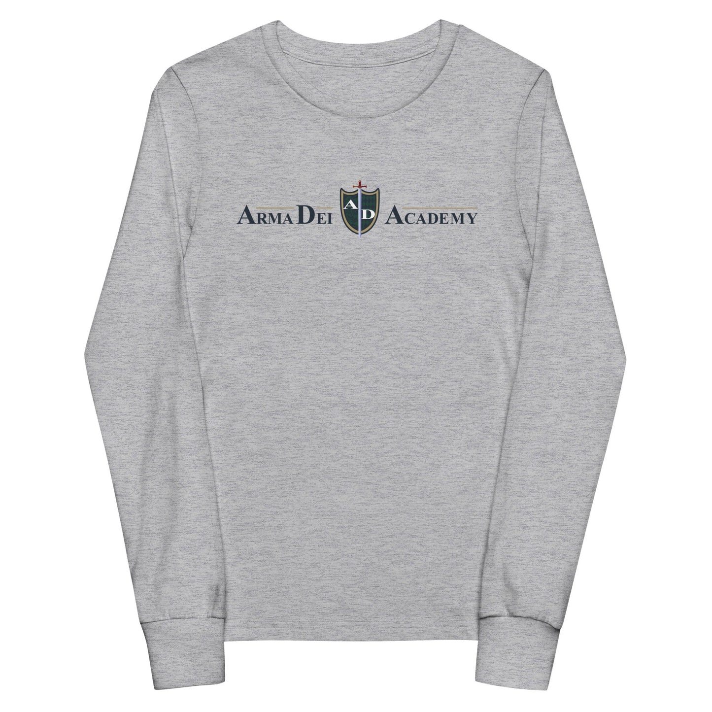 Performance | Youth Long Sleeve T-Shirt | Arma Dei Academy | Text Shield Logo