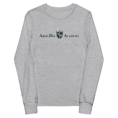 Performance | Youth Long Sleeve T-Shirt | Arma Dei Academy | Text Shield Logo