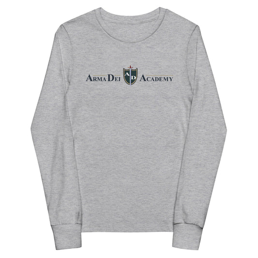 Performance | Youth Long Sleeve T-Shirt | Arma Dei Academy | Text Shield Logo