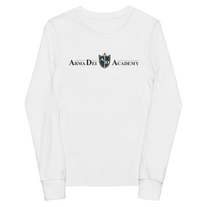 Performance | Youth Long Sleeve T-Shirt | Arma Dei Academy | Text Shield Logo