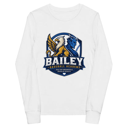 Performance | Youth Long Sleeve T-Shirt | Bailey Baseball Academy | Shield Logo