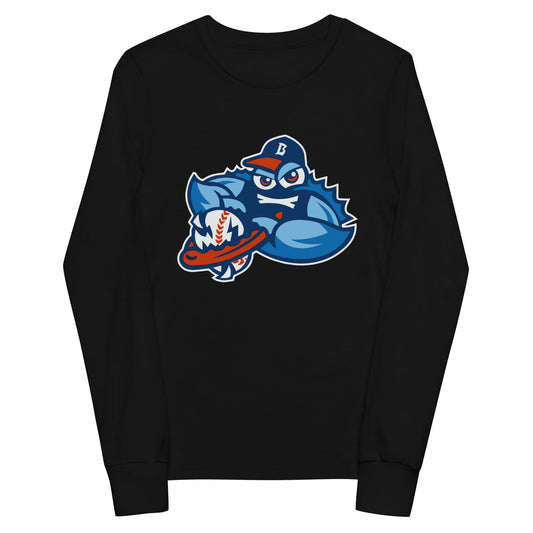 Performance | Youth Long Sleeve T-Shirt | Bellport BlueClaws | Mascot Logo