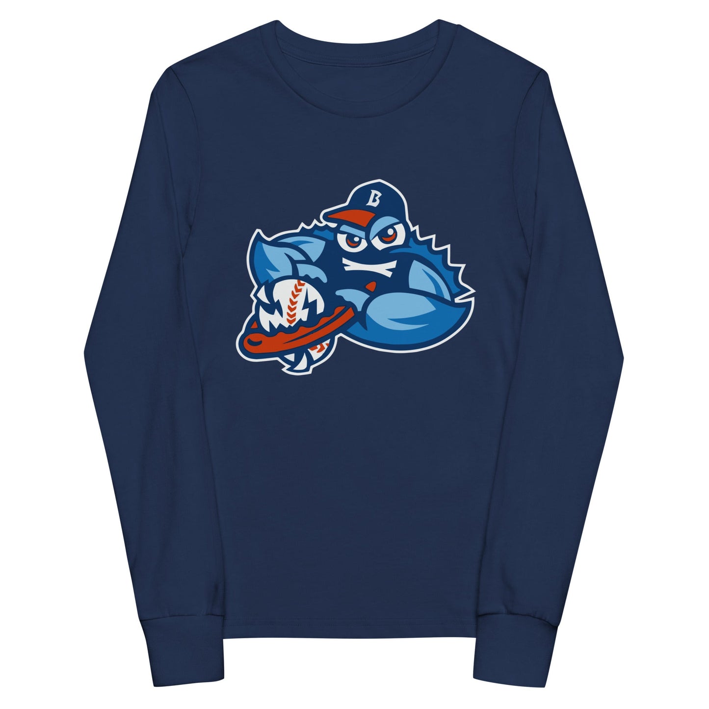 Performance | Youth Long Sleeve T-Shirt | Bellport BlueClaws | Mascot Logo
