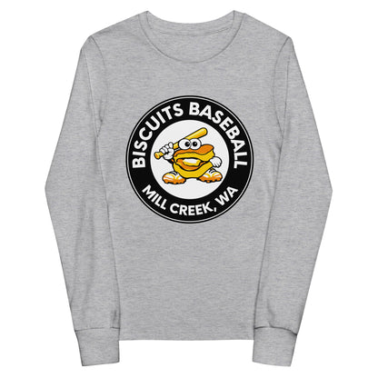 Performance | Youth Long Sleeve T-Shirt | Biscuits Baseball MCLL | Mascot Logo