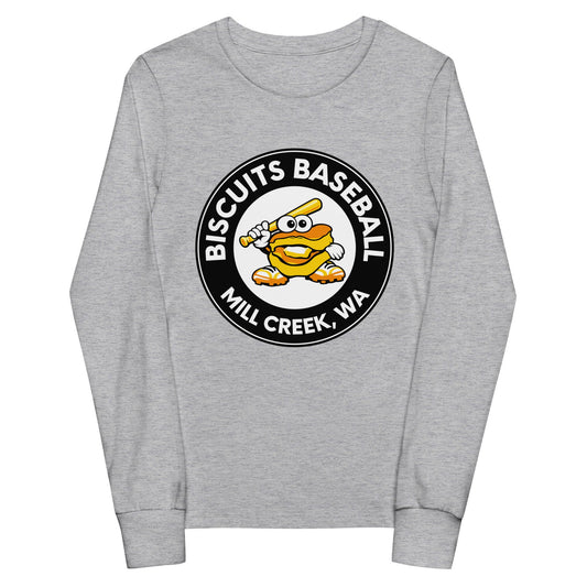 Performance | Youth Long Sleeve T-Shirt | Biscuits Baseball MCLL | Mascot Logo