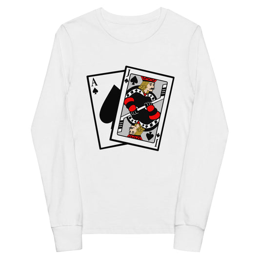 Performance | Youth Long Sleeve T-Shirt | Blackjack’s Roller Hockey | Royal Spade Crest Logo