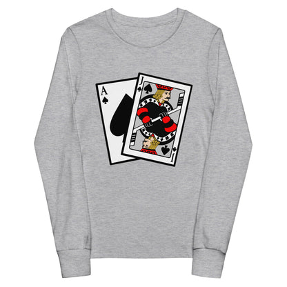 Performance | Youth Long Sleeve T-Shirt | Blackjack’s Roller Hockey | Royal Spade Crest Logo